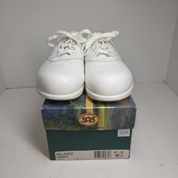 Vtg SAS Shoes Womens 6.5 Free Time White Comfort Walking Made In USA Walking - Picture 3 of 16